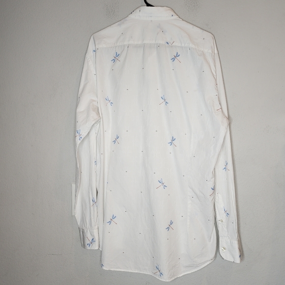 Etro Dragonfly Embroidered Coupe Long-Sleeve Button White Shirt Size Italy 44 XL - Picture 6 of 16